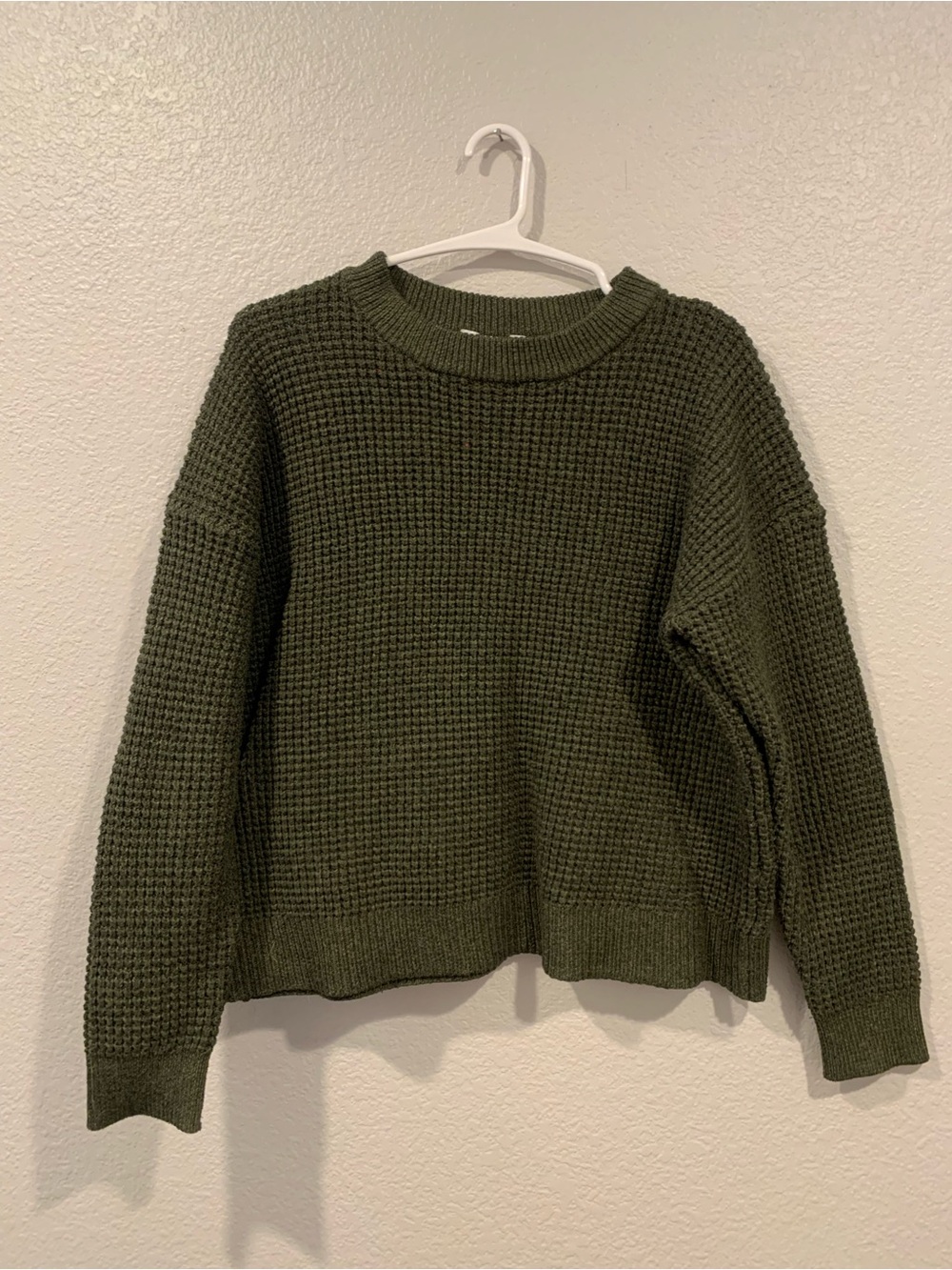 Women's / Girls Olive Green Waffle Knit Sweater